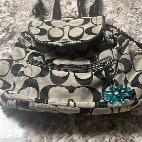 Coach kyra signature backpack purse black and grey - Picture 2 of 10